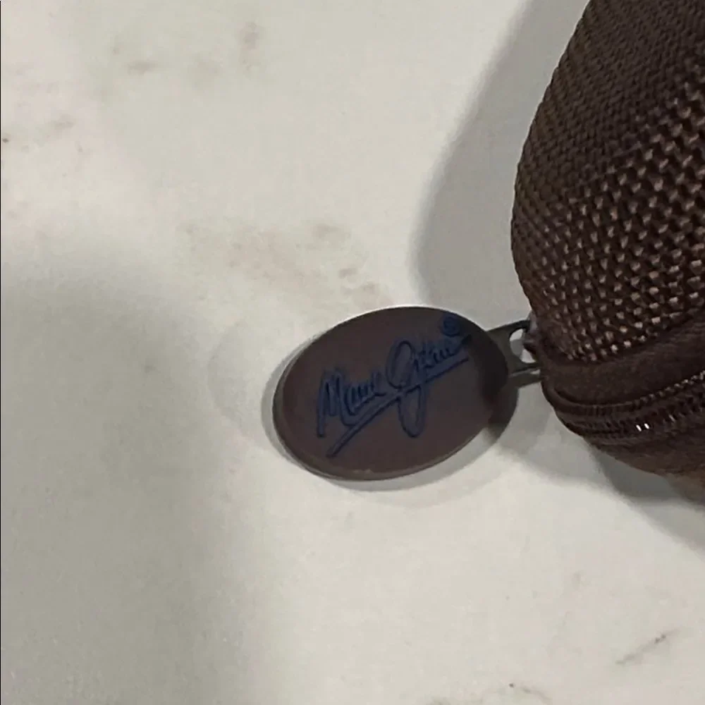 Maui Jim Sunglass Case Semi Hard Brown Clamshell Zip Around